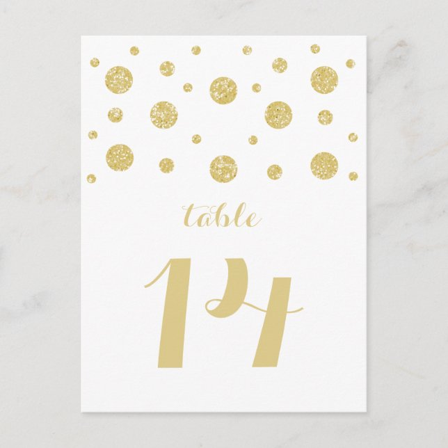 Gold Glitter Confetti Table Number Postcard (Front)