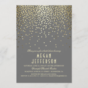 Gold Glitter Confetti Vintage Bridal Shower Invitation