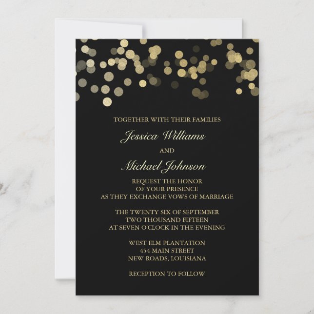 Gold Glitter Confetti Wedding Invitation (Front)