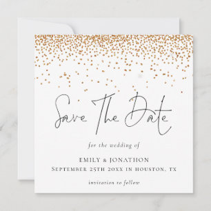 Gold glitter Confetti Wedding Save The Date Card