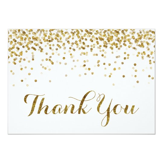 Gold Glitter Confetti Wedding Thank You Card