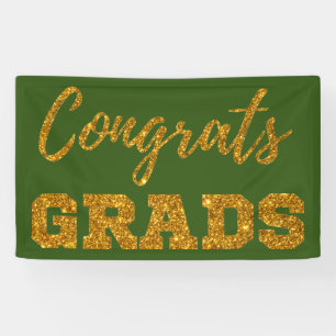 Gold Glitter Congrats Grads Banner