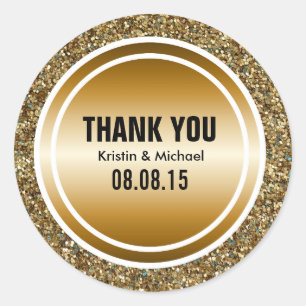 Gold Glitter Copper Gold Custom Thank You Label