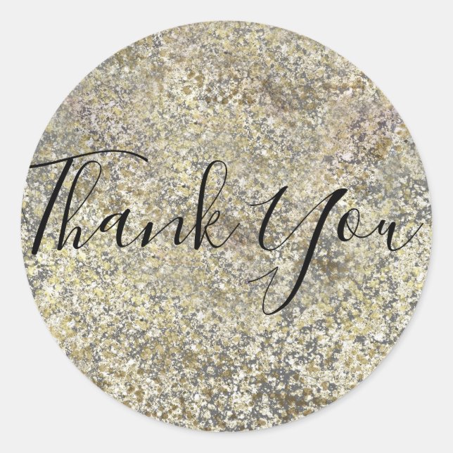 Gold Glitter Crackle Modern Chic Glam Sparkle Classic Round Sticker (Front)
