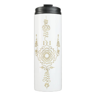 *~* Gold Glitter Crown Chakra Totem White Thermal Tumbler