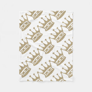 Gold Glitter Crown Fleece Blanket