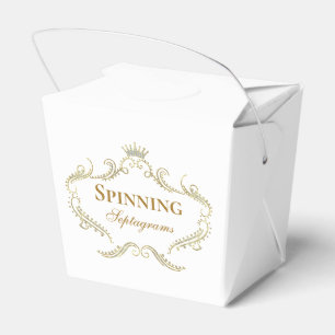 Gold Glitter Crown Frame White Background Favor Box