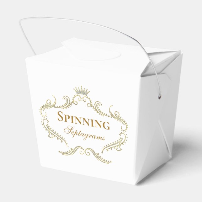 Gold Glitter Crown Frame White Background  Favor Box (Back Side)