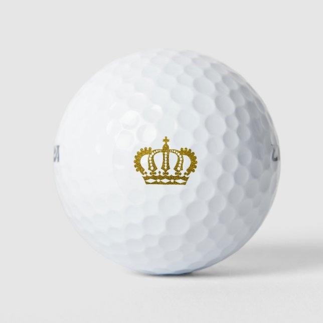 Gold Glitter Crown Golf Balls (Front)