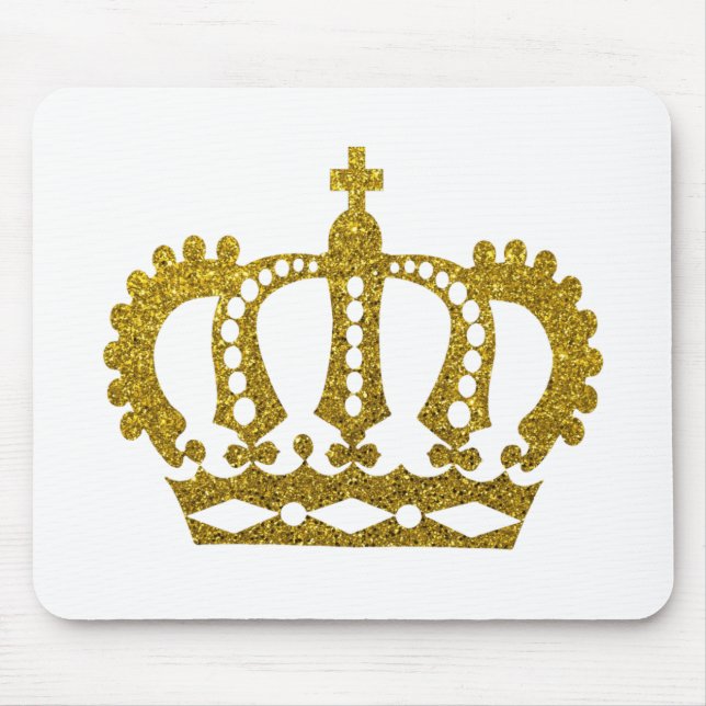 Gold Glitter Crown Mouse Pad (Front)