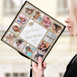 Gold Glitter Custom Elegant Modern Script Graduation Cap Topper<br><div class="desc">Make this trendy modern gold glitter photo collage graduation cap topper unique with 12 of your favourite photos with family and friends. The design also features your name and class year.</div>