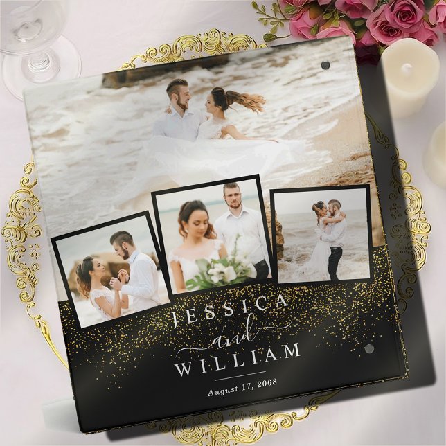 Gold Glitter Custom Elegant Wedding Photo Album 3  Binder (Creator Uploaded)