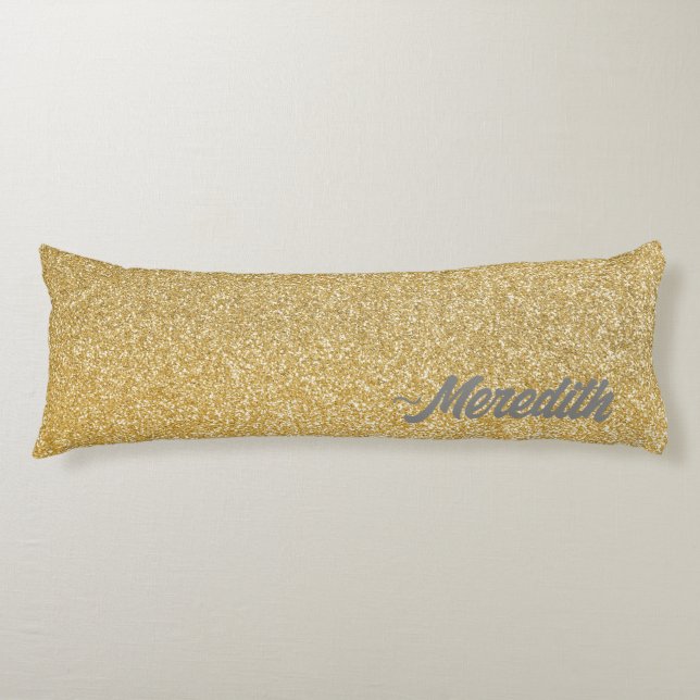 Gold Glitter Custom Name Body Pillow (Front)