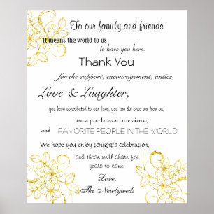 Gold Glitter, Custom, Wedding, Thank You Sign