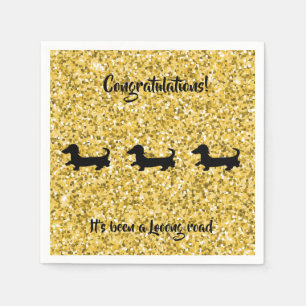Gold Glitter Dachshund Paper Napkins