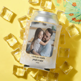 Gold Glitter Dad Photo Gift   Personalized  Can Cooler