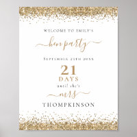 Gold Glitter Days Until Mrs Name Welcome Hen Party