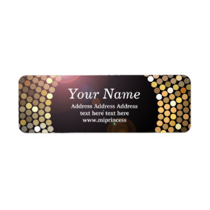 gold glitter disco return address stickers