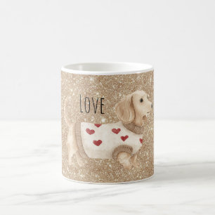 Gold Glitter Dog Hearts Sweater Coffee Mug
