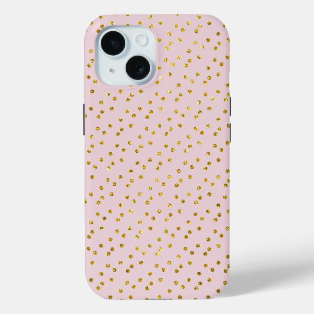 Gold Glitter Dots and Blush Pink Case-Mate iPhone Case (Back)