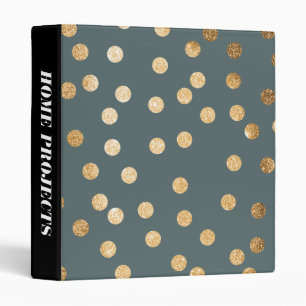 Gold Glitter Dots on Slate Binder