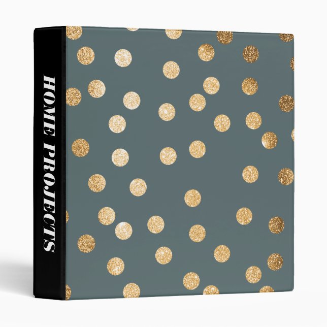 Gold Glitter Dots on Slate Binder (Front/Spine)