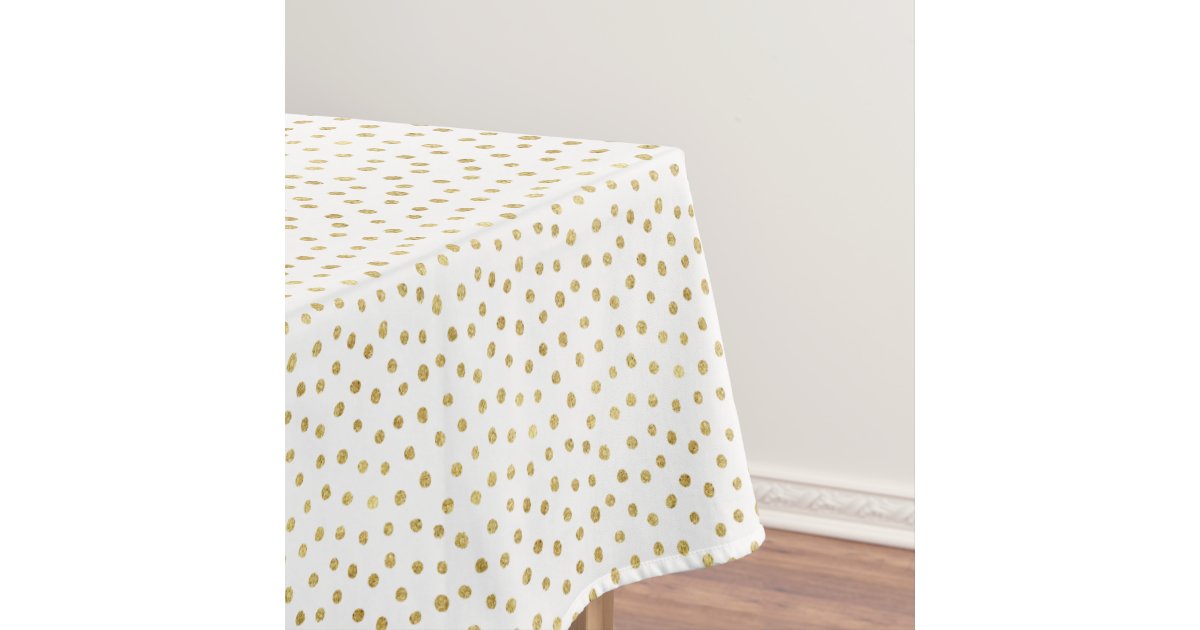 Gold glitter dots tablecloth Zazzle.ca