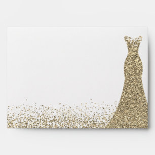 Gold Glitter Dress All Events Birthday Bridal Envelope