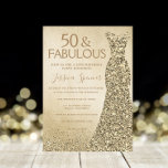 Gold Glitter Dress Womans 50th Birthday Party Invitation<br><div class="desc">Gold Glitter Dress Womans 50th Birthday Party 50 and fabulous
Variations to the invitation and matching items in our store</div>