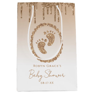 Gold Glitter Drip Baby Shower Gift Bag