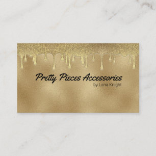 Gold Glitter Drip Clothing Boutique or Jewellery Business Card