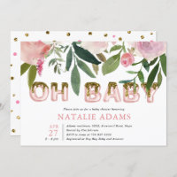 Gold Glitter Drip Oh Baby Blush Floral Baby Shower