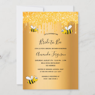 Gold glitter drips bride to bee bridal shower invitation