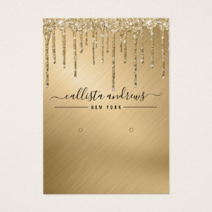 Gold Glitter Drips Earring Display Card