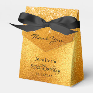 Gold glitter drips elegant birthday favor box