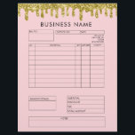 Gold Glitter Drips Invoice Small Business Letterhe Letterhead<br><div class="desc">-Convenient Format
-All Text is Editable
-Beautiful Modern Design</div>