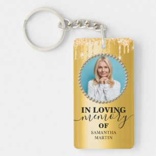 Gold Glitter Drips Memorial In Loving Memory Keychain