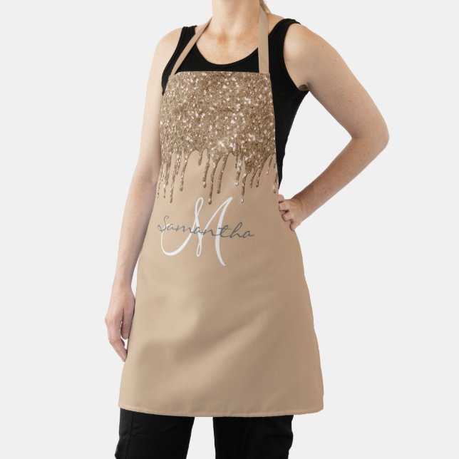 Gold Glitter Drips Metallic Personalized Apron (Insitu)