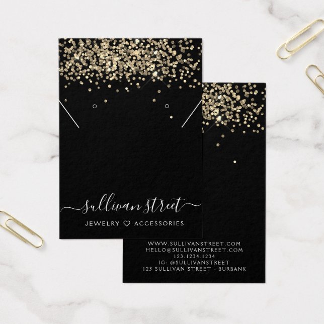 Gold Glitter Earrings Necklace Display Card (Office)