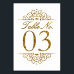 Gold Glitter Effect Wedding Table Number Card (03)<br><div class="desc">Gold Glitter Effect Wedding Table Number Card (03) 
 
  VIEW MATCHING TABLE NUMBER CARDS</div>