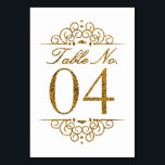 Gold Glitter Effect Wedding Table Number Card (04)<br><div class="desc">Gold Glitter Effect Wedding Table Number Card (04) 
 
  VIEW MATCHING TABLE NUMBER CARDS</div>