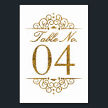 Gold Glitter Effect Wedding Table Number Card (04)<br><div class="desc">Gold Glitter Effect Wedding Table Number Card (04) 
 
  VIEW MATCHING TABLE NUMBER CARDS</div>