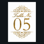 Gold Glitter Effect Wedding Table Number Card (05)<br><div class="desc">Gold Glitter Effect Wedding Table Number Card (05) 
 
  VIEW MATCHING TABLE NUMBER CARDS</div>