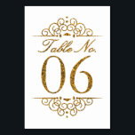 Gold Glitter Effect Wedding Table Number Card (06)<br><div class="desc">Gold Glitter Effect Wedding Table Number Card (06) 
 
  VIEW MATCHING TABLE NUMBER CARDS</div>