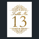Gold Glitter Effect Wedding Table Number Card (13)<br><div class="desc">Gold Glitter Effect Wedding Table Number Card (13) 
 
  VIEW MATCHING TABLE NUMBER CARDS</div>