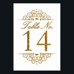 Gold Glitter Effect Wedding Table Number Card (14)<br><div class="desc">Gold Glitter Effect Wedding Table Number Card (14) 
 
  VIEW MATCHING TABLE NUMBER CARDS</div>