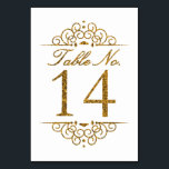 Gold Glitter Effect Wedding Table Number Card (14)<br><div class="desc">Gold Glitter Effect Wedding Table Number Card (14) 
 
  VIEW MATCHING TABLE NUMBER CARDS</div>