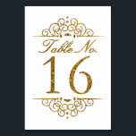 Gold Glitter Effect Wedding Table Number Card (16)<br><div class="desc">Gold Glitter Effect Wedding Table Number Card (16) 
 
  VIEW MATCHING TABLE NUMBER CARDS</div>