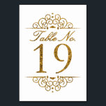 Gold Glitter Effect Wedding Table Number Card (19)<br><div class="desc">Gold Glitter Effect Wedding Table Number Card (19) 
 
  VIEW MATCHING TABLE NUMBER CARDS</div>