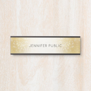 Gold Glitter Elegant Modern Glamourous Template Door Sign